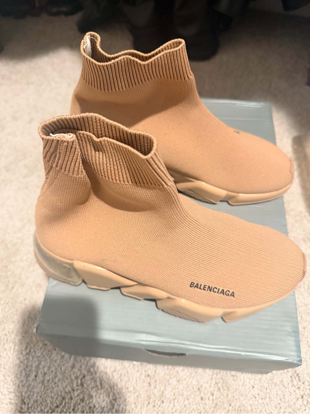 Balenciaga Speed 2.0 Beige Sock Sneakers – Authentic